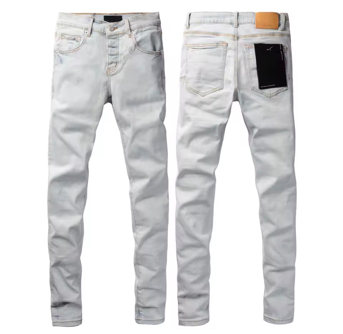 American Jean Print Pants 9089 Style High Waist Loose Fit Straight Leg Blue