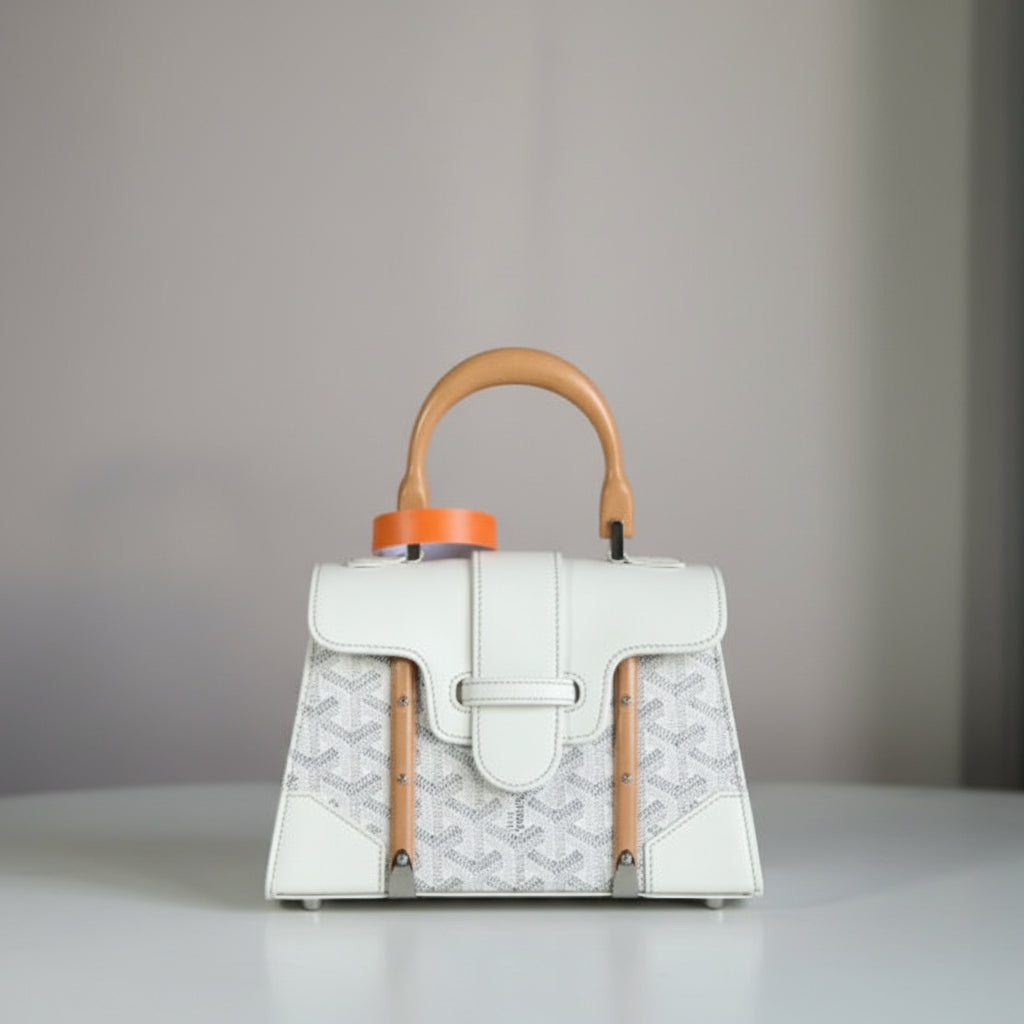 Goyardine Canvas Structured Mini Saigon Top Handle