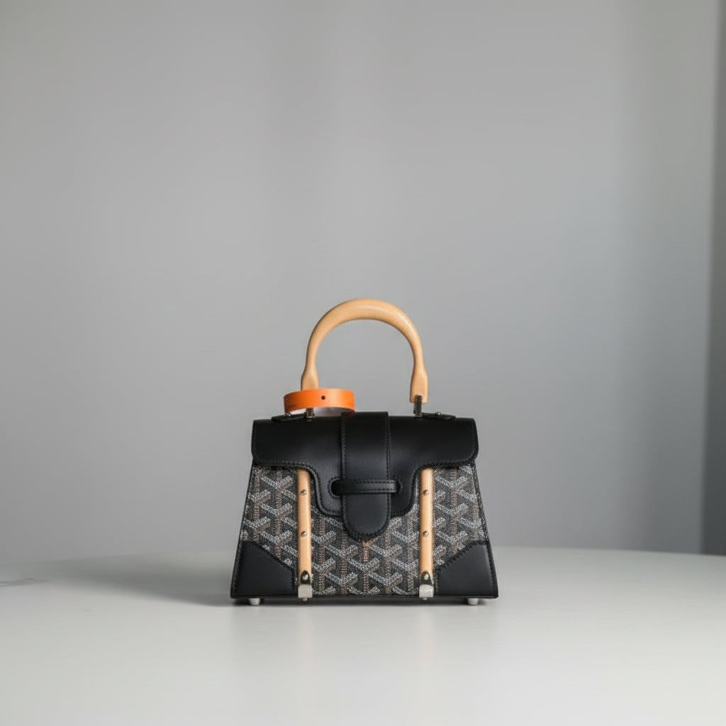 Goyardine Canvas Structured Mini Saigon Top Handle
