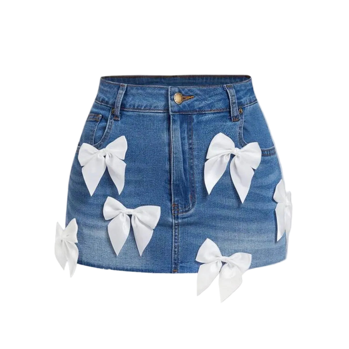 Women's Casual Bow Decor Denim Mini Skirt Summer