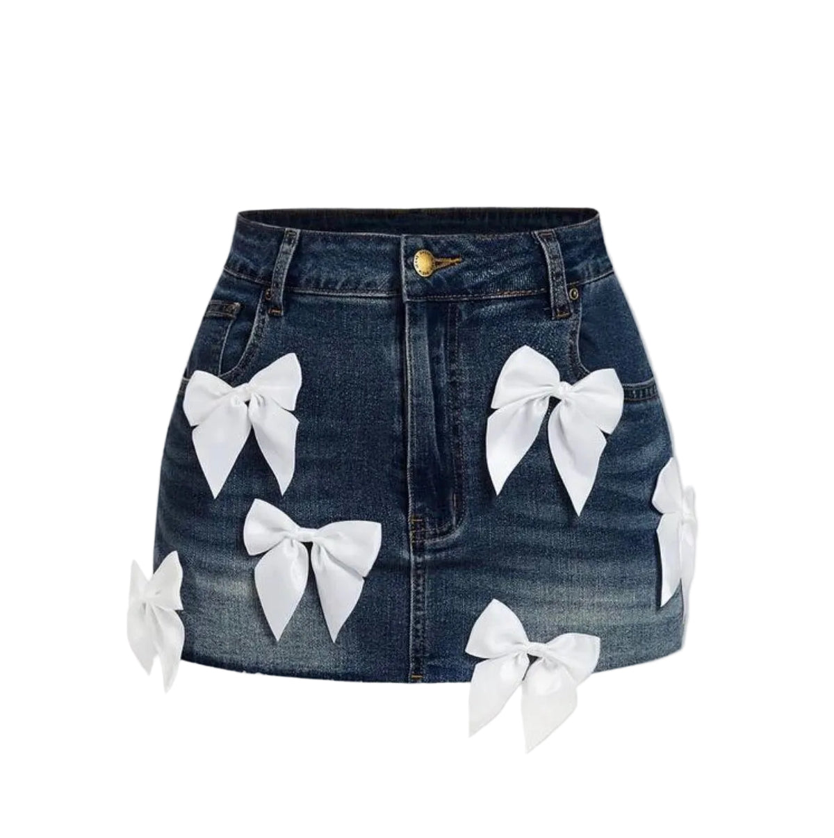 Women's Casual Bow Decor Denim Mini Skirt Summer