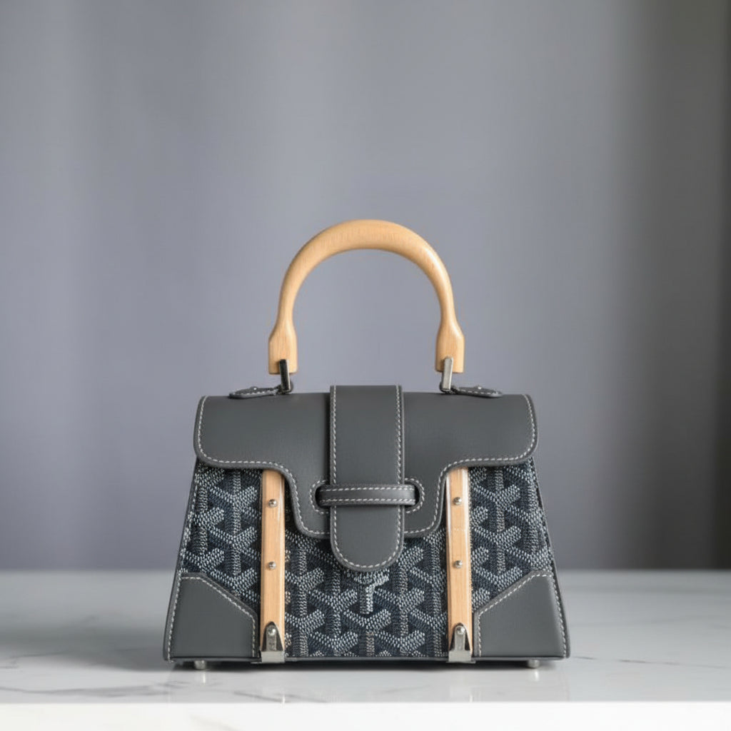 Goyardine Canvas Structured Mini Saigon Top Handle