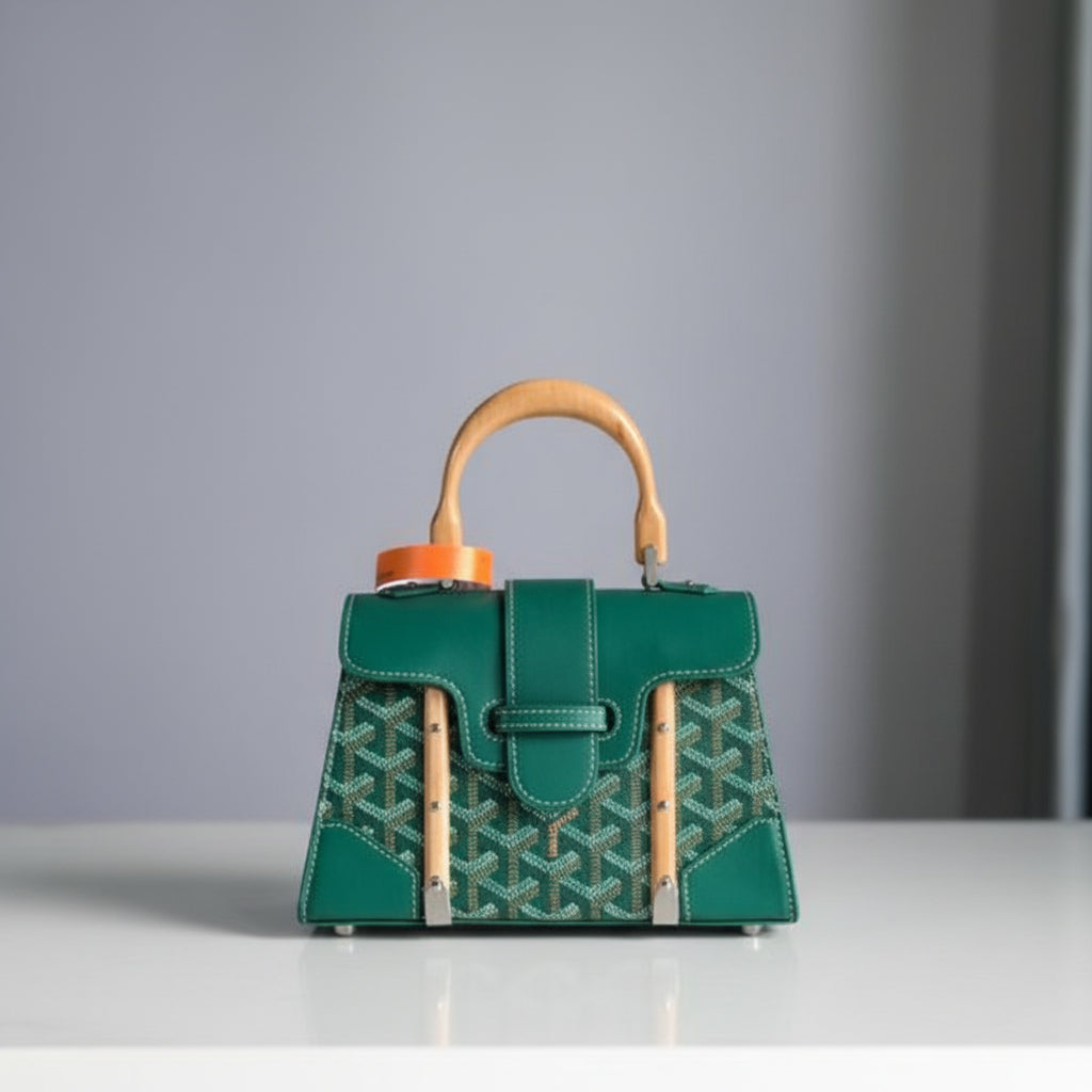 Goyardine Canvas Structured Mini Saigon Top Handle