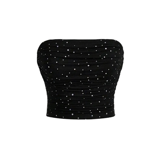 MOD Women's Glitter Mesh Strapless Concert Top