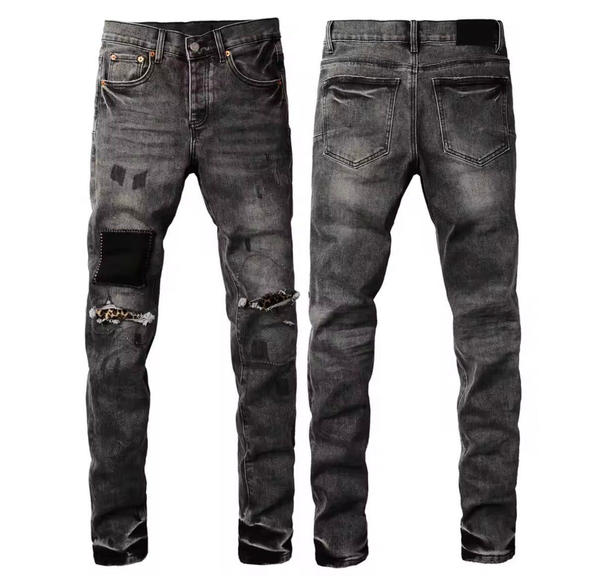 American Jean Print Pants 9089 Style High Waist Loose Fit Straight Leg Blue