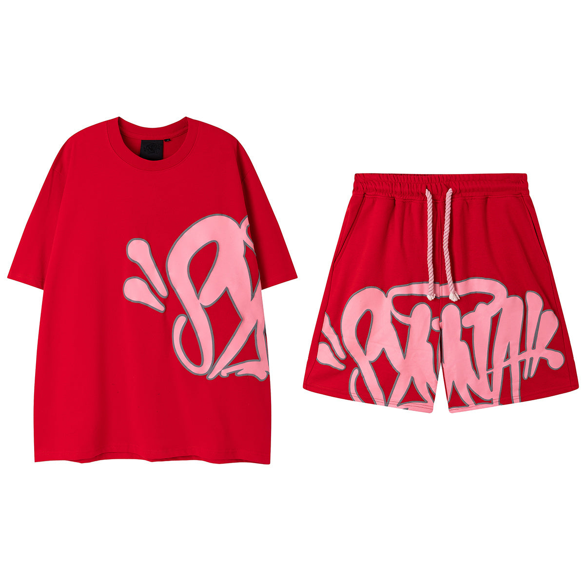 Men’s Black Graphic Shorts Set – Oversized Streetwear Outfit