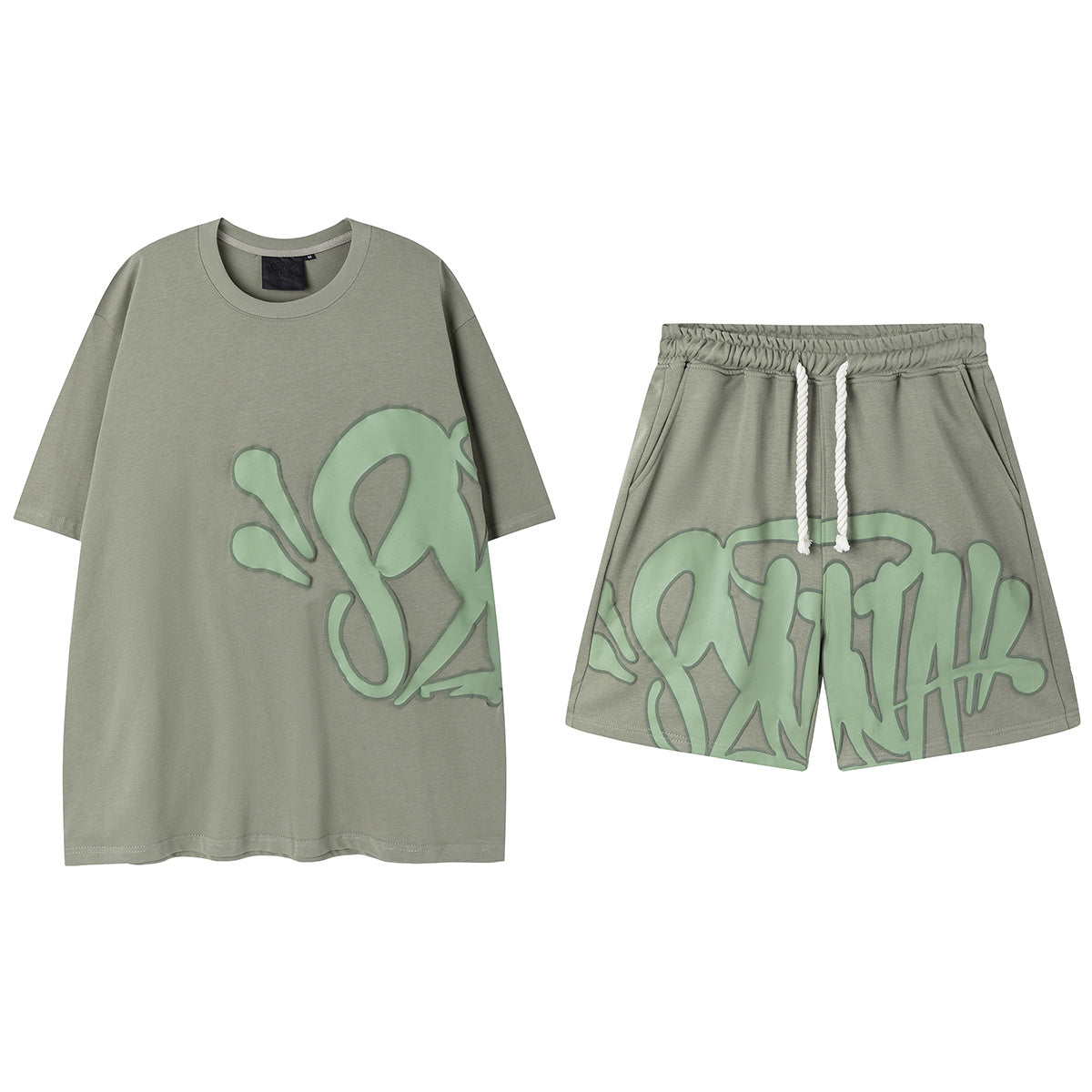 Men’s Black Graphic Shorts Set – Oversized Streetwear Outfit