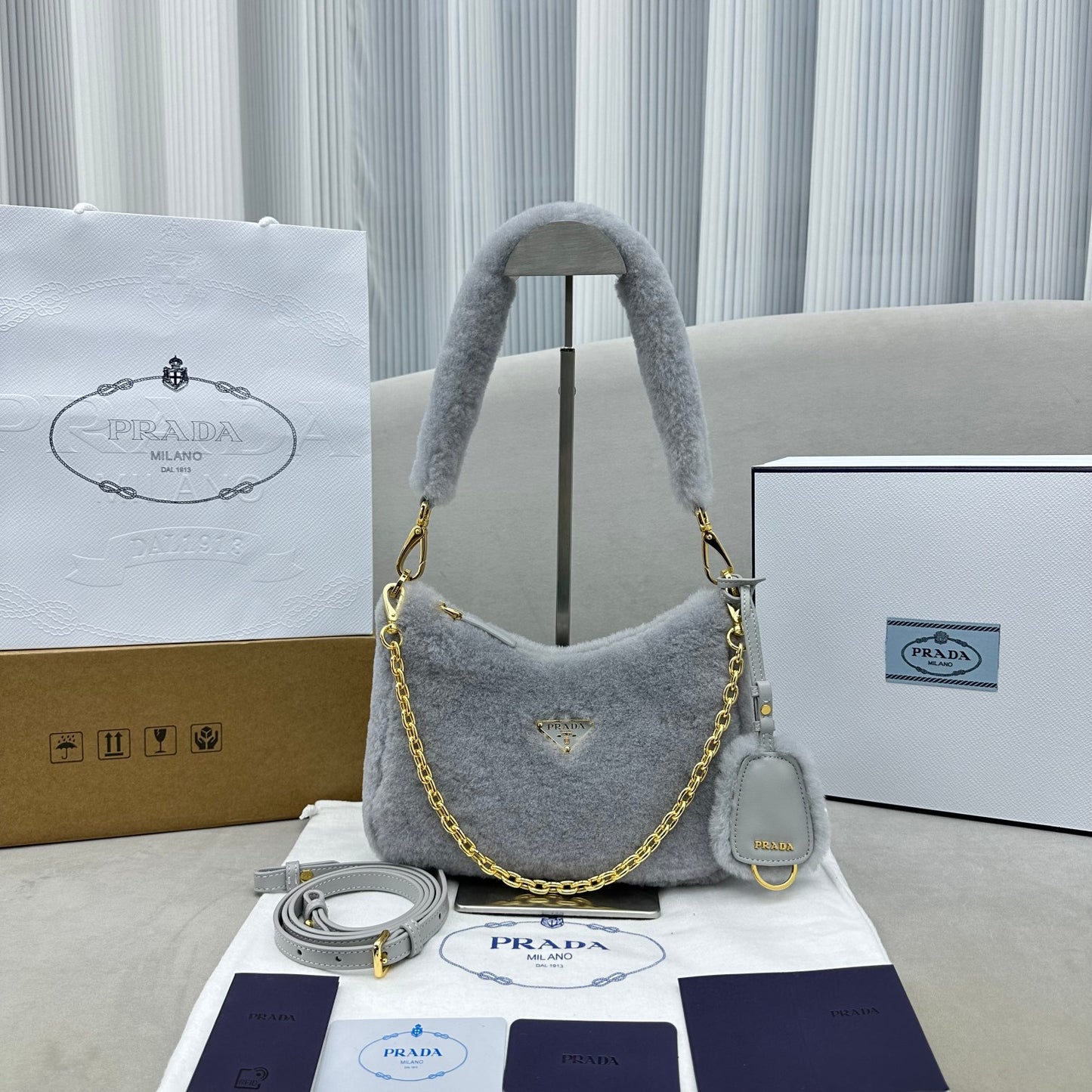 PRADA Re-Edition 2005 shearling shoulder bag