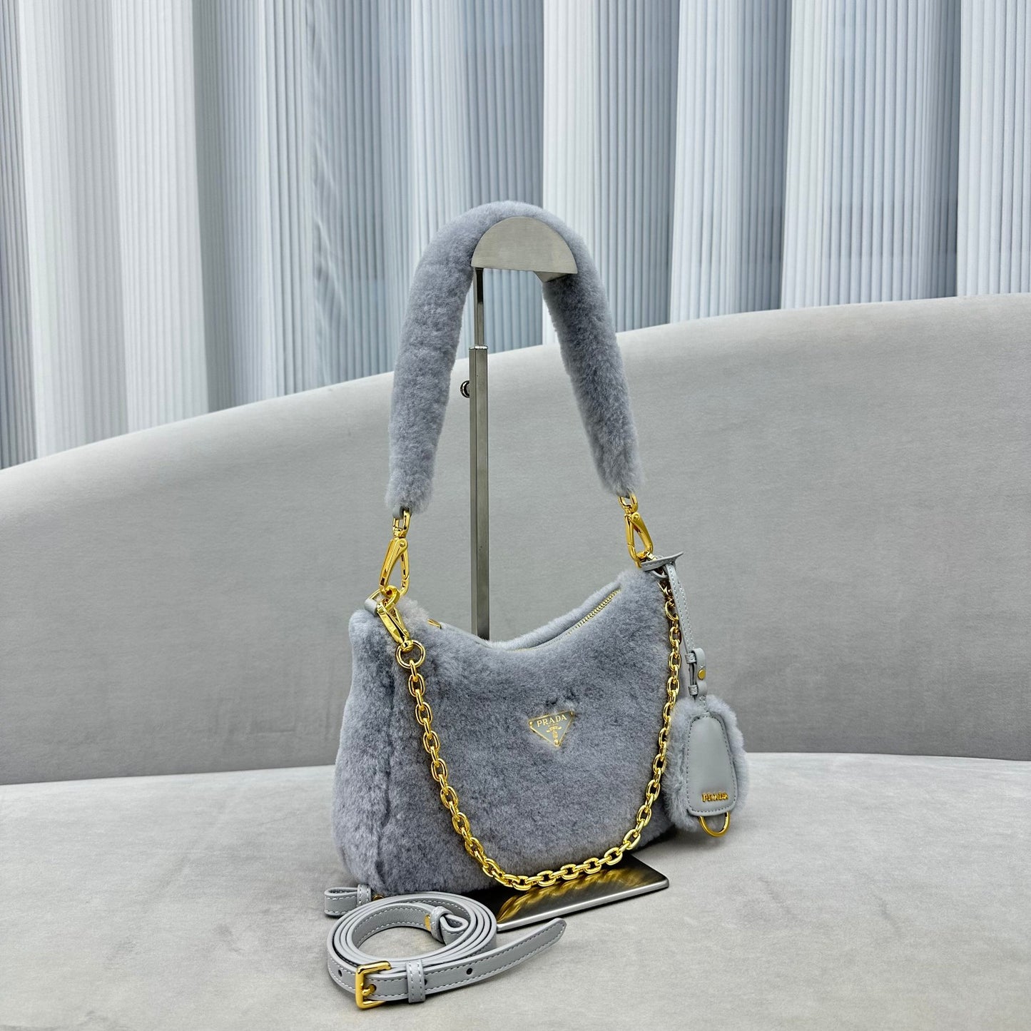 PRADA Re-Edition 2005 shearling shoulder bag